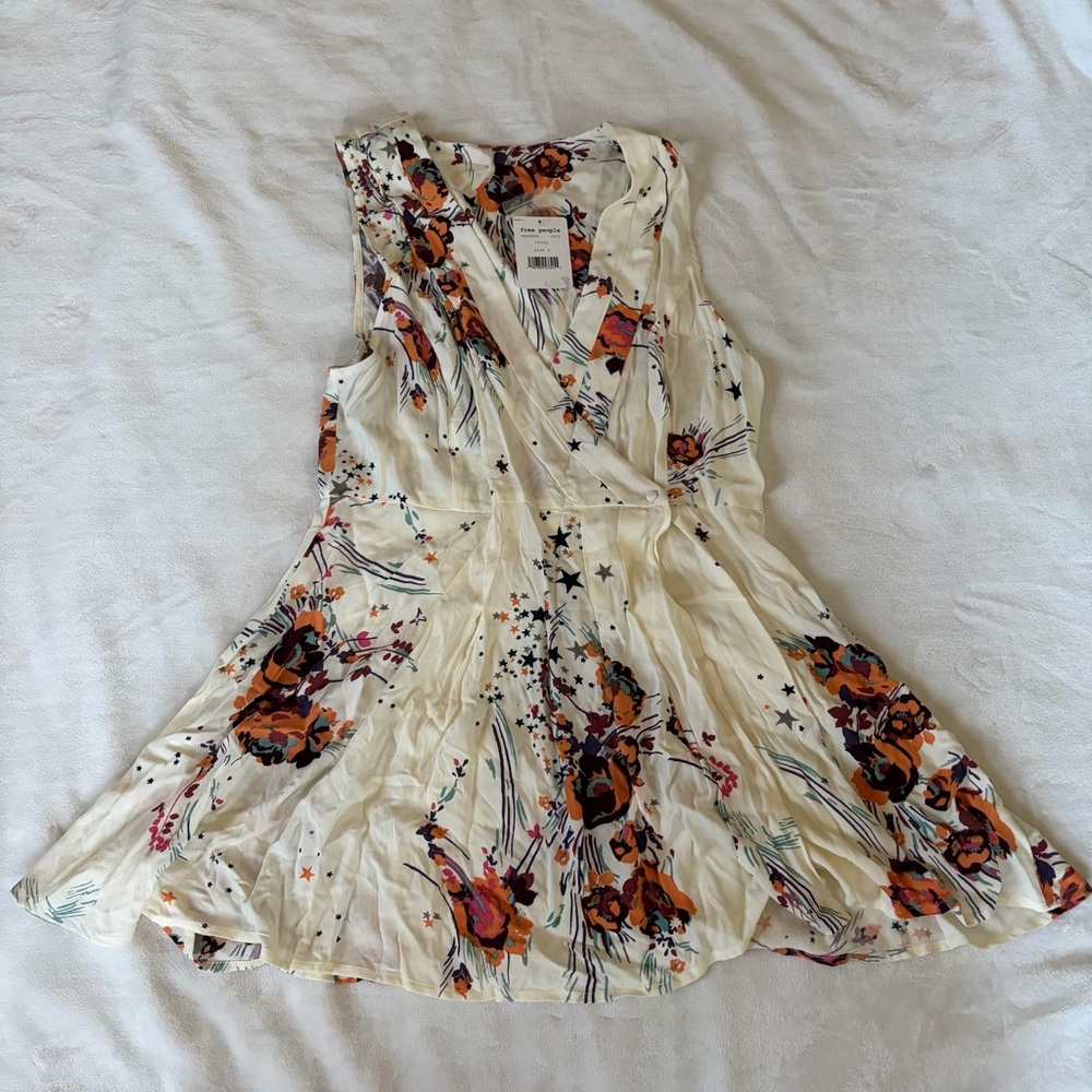 Free People Floral Dress - Ivory and Orange